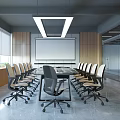Modern Office Corridor With Glass Partitions Sleek Floor And Office Chairs
