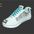 Stylish White Revell Sneakers With Blue Laces And Freestyle Bounce Text Designs