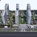 Modern Residential Complex With High Rise Buildings And Central Green Spaces