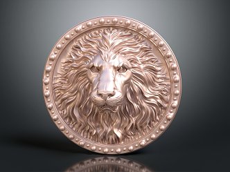 Modern Shield Lion Head 3d model