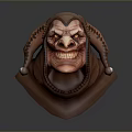Game Movie Monster Character With Fierce Red Face Horns Sharp Fangs And Tentacle Decorations
