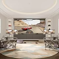 Modern Racing Simulator Room With Dual Seats Large Screen And Multiple Displays