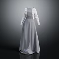 Gray Overall Dress Paired With White Long Sleeve Shirt For Simple Elegant Look
