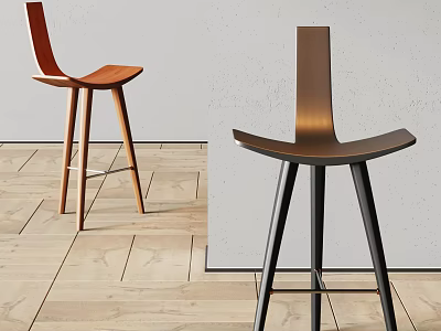 Modern Leisure Chair With Curved Back And Seat Wooden Black Legs On Wooden Floor 3d model