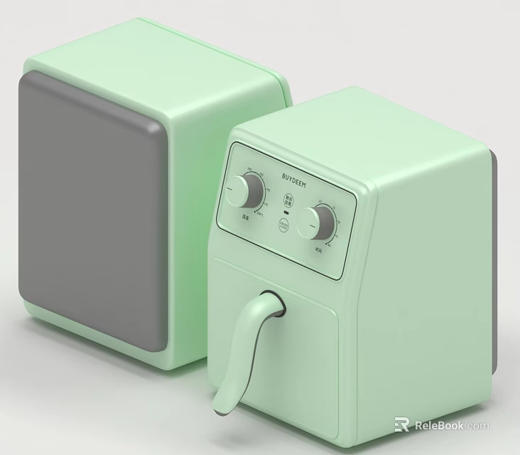 Light Green Household Appliances With Control Panel Knobs And Modern Design 3d model
