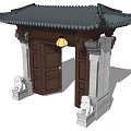 Chinese Gate Patio Door 3d model