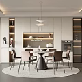 Modern Restaurant Interior With Round Dining Table Chairs Pendant Lights And Neutral Decor