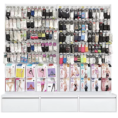 Retail Display Shelving with Assorted Socks Underwear and Neatly Arranged Merchandise 3d model