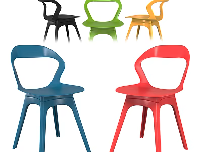 Modern Stylish Leisure Chairs with Unique Backrest in Multiple Vibrant Colors Design 3d model