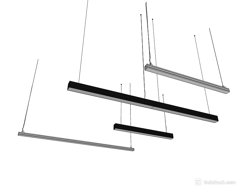 Modern Linear Hanging Pendant Lights Featuring Multiple Lengths And Contemporary Design 3d model
