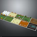 Pixel Style Scene Construction With Snowy Grassland Desert Zones And Panda Tree Elements 3d model