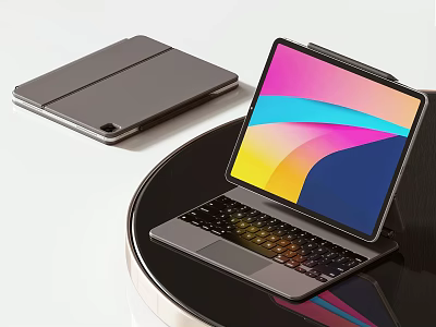 Sleek Modern Tablet With Detachable Keyboard Case And Colorful 3d model