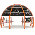 Dome Shaped Clock With Orange Frame Black Surface And Planet Names Mercury Earth Venus Uranus