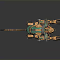 3D Designed Futuristic Game Movie Character With Metallic Structure Green Orange Accents And Spiked Legs
