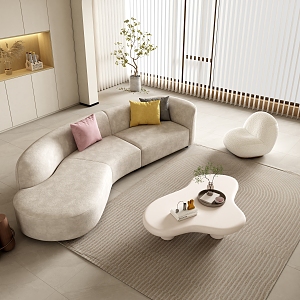 Modern sofa and coffee table combination overlook 3d model