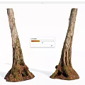 Natural Stone Wood Tree Trunks With Moss Covered Roots And Rustic Texture 3d model