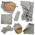 Gray Linen Table Linens With Wooden Cutting Board And Utensils Dinnerware Set For Kitchen