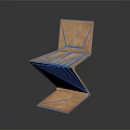 Modern Orange Wooden Chair With Unique Folded Design And Sleek Structure