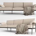 Modern three-seat sofa multiplayer sofa 3d model