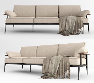 Modern three-seat sofa multiplayer sofa 3d model