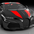 Sleek Black Luxury Sports Car With Red Stripes And Aerodynamic Design