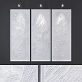 Silver Metal Decorative Wall Hangings With Wavy Feather Pattern On Dark Background 3d model