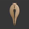 Modern Golden Streamlined Spacecraft Structure With Striped Surface For Cosmic Missions