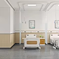 Modern Hospital Ward Interior With Two Beds Bedside Tables Wooden White Walls And Paintings