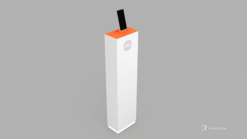 White Vertical Structure With Orange Top And Black Component Featuring MI Logo 3d model 