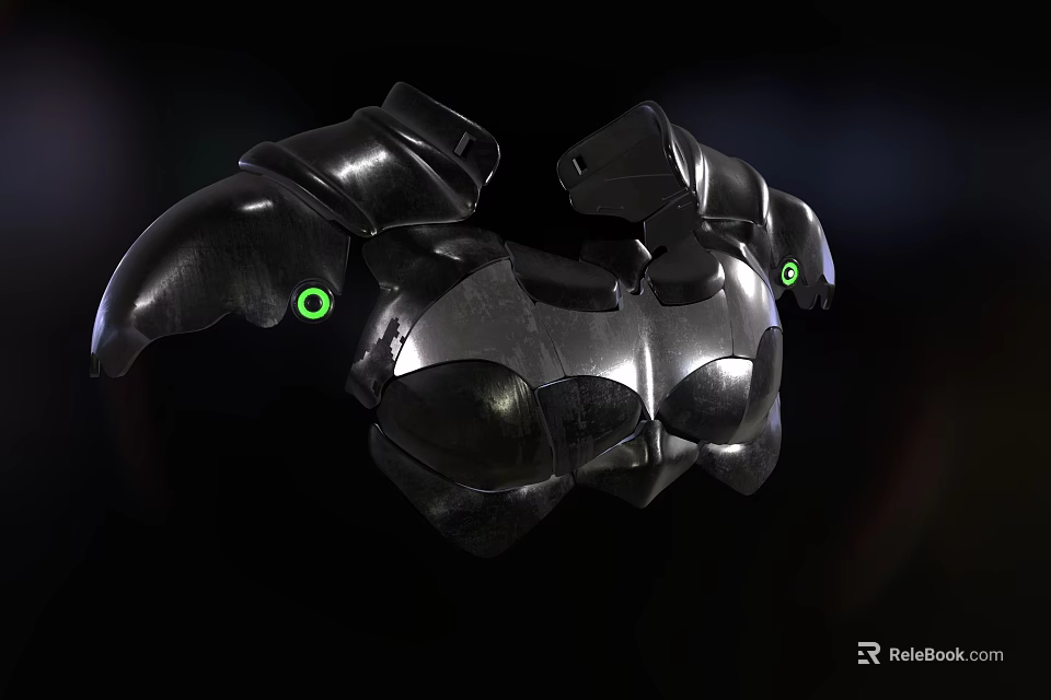 Black Mechanical Armor Clothing With Green Glowing Accents And Futuristic Design 3d model 