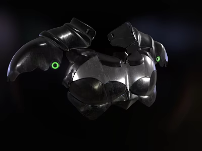 Black Mechanical Armor Clothing With Green Glowing Accents And Futuristic Design 3d model