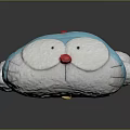 Blue And White Stuffed Doll With Red Nose In Lying Position Plush Toy Design