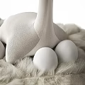 Two White Ostrich Plush Figurines With Soft Fluffy Base And Decorative Eggs 3d model