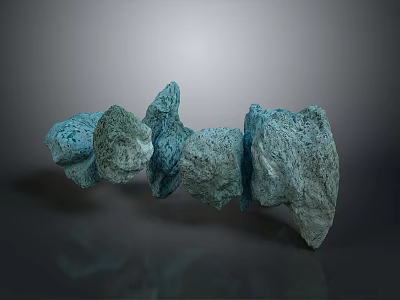 Teal Stone Materials Featuring Rough Surface And Irregular Stacked Shapes On Dark Background 3d model