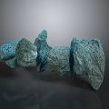 Teal Stone Materials Featuring Rough Surface And Irregular Stacked Shapes On Dark Background 3d model