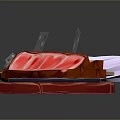 Raw Sliced Meat on Wooden Cutting Board with Tape Measure Paper Towels Small Bowl