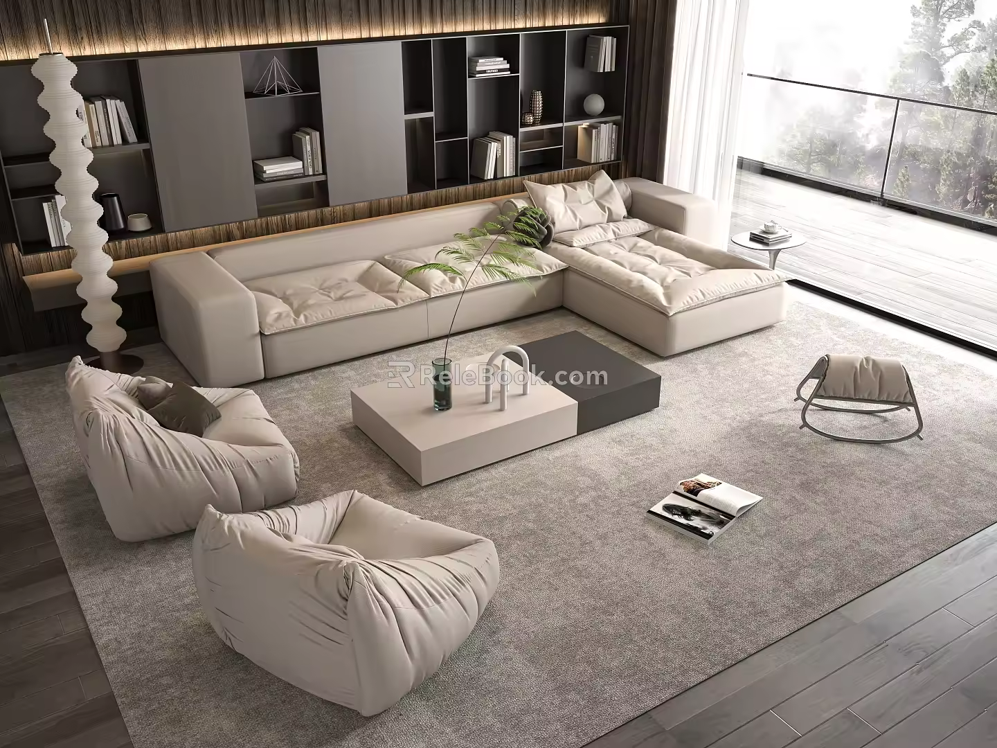 Sofa Coffee Table Combination Sofa Coffee Table Multi-person Corner Sofa Living Room 3d model