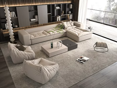 Sofa Coffee Table Combination Sofa Coffee Table Multi-person Corner Sofa Living Room 3d model