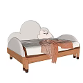 Kids Bed With Cloud Shaped Headboard Plush Design Wooden Frame And Soft Pillow