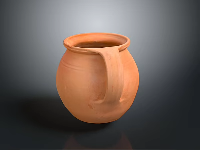 Hand Sculpted Orange Clay Pitcher With Curved Handle And Smooth Surface 3d model