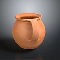 Hand Sculpted Orange Clay Pitcher With Curved Handle And Smooth Surface 3d model