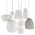 Woven Brown Pendant Lights With Various Shapes For Interior Design 3d model