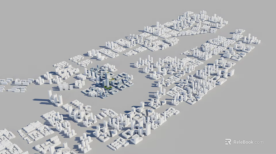 3D City Model Display With Various White Buildings And Urban Layout 3d model 