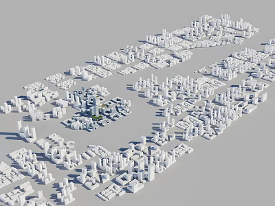 3D City Model Display With Various White Buildings And Urban Layout 3d model