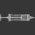 Old Rusty Metal Syringe With Red Stripe And Surface Graduations Details