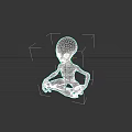 Blue Alien Character 3D Model In Sitting Pose With Big Eyes And Slim Body