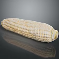 Fresh White Corn Cob on Black Background with Clear Reflection