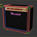 Marshall Black Speaker Cabinet With Classic Design Control Knobs And Vintage Style 3d model