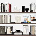 Modern Bookshelf Display With Art Books Golden Bowls And Decor Items
