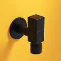 Black Square Modern Faucet With Stylish Design Mounted On Yellow Wall